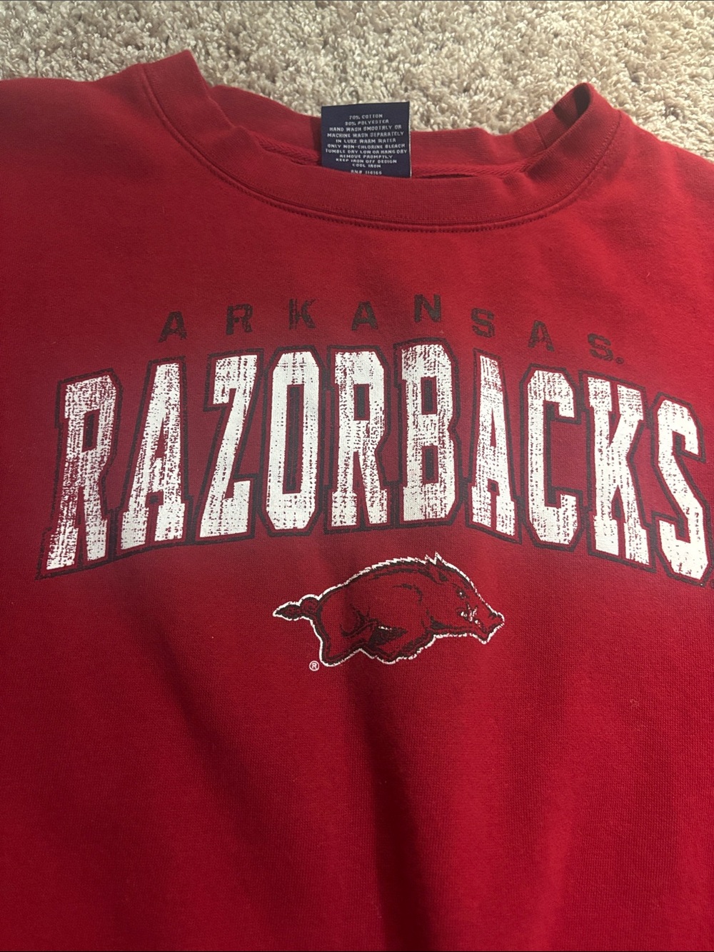 Campus Heritage Arkansas Razor Back Red Crewneck Sweatshirt